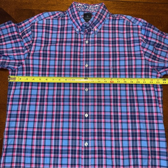 Tailorbyrd Shirt Mens Large Blue Pink Plaid Button Up Long Sleeve Flip Cuff - Picture 8 of 8